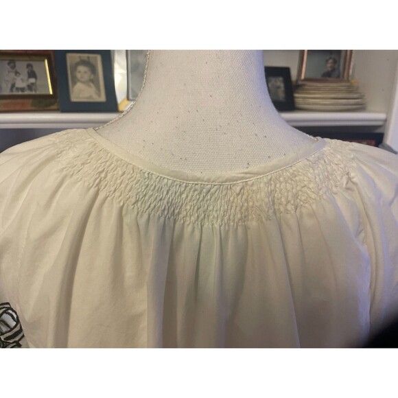 Soho Look 100% cotton peasant blouse with embroidery-style sleeves and hem sz L - Picture 5 of 8